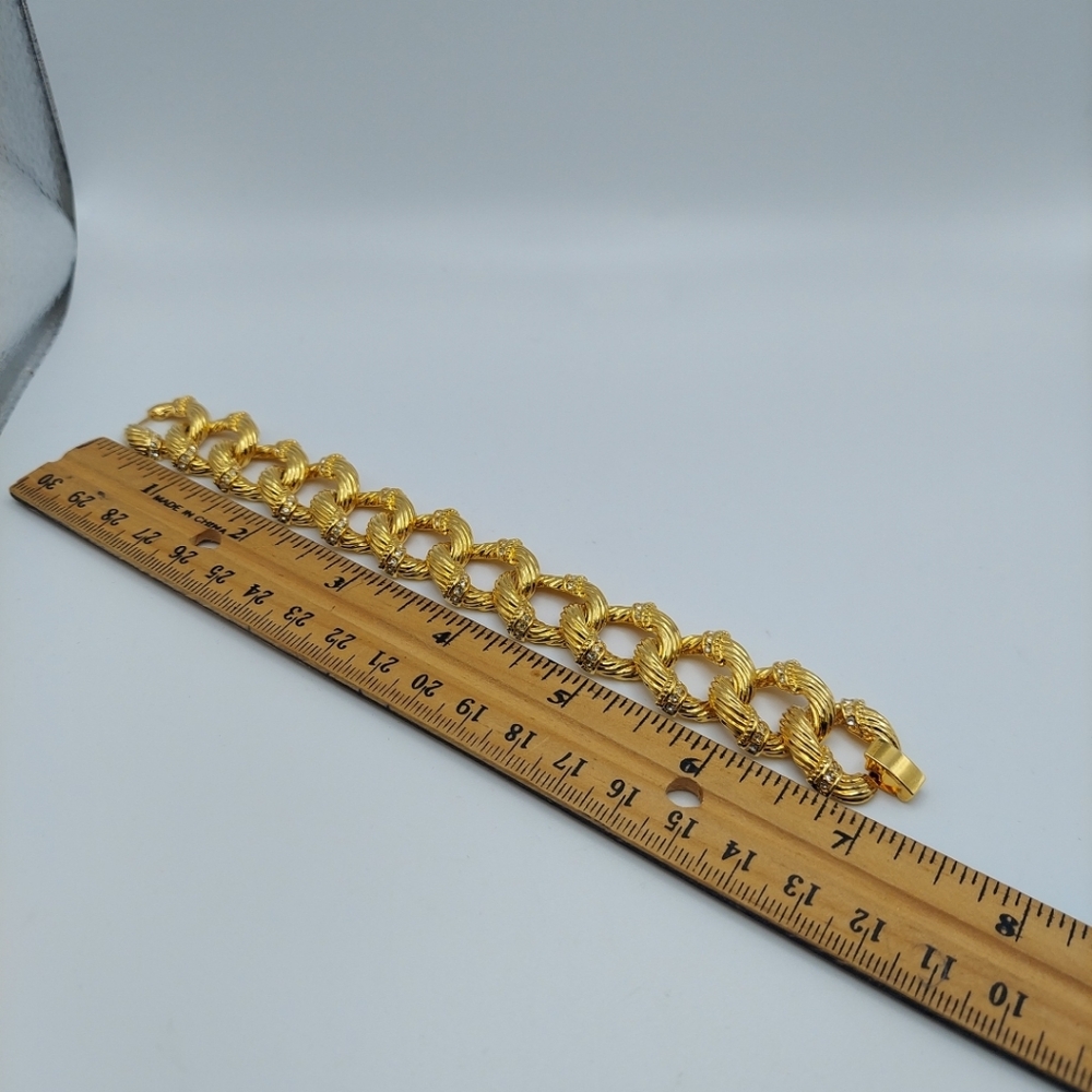 Camrose & Kross Large Link Bracelet 7" with Rhinesones, has Extender 1". VGC. - Picture 9 of 13